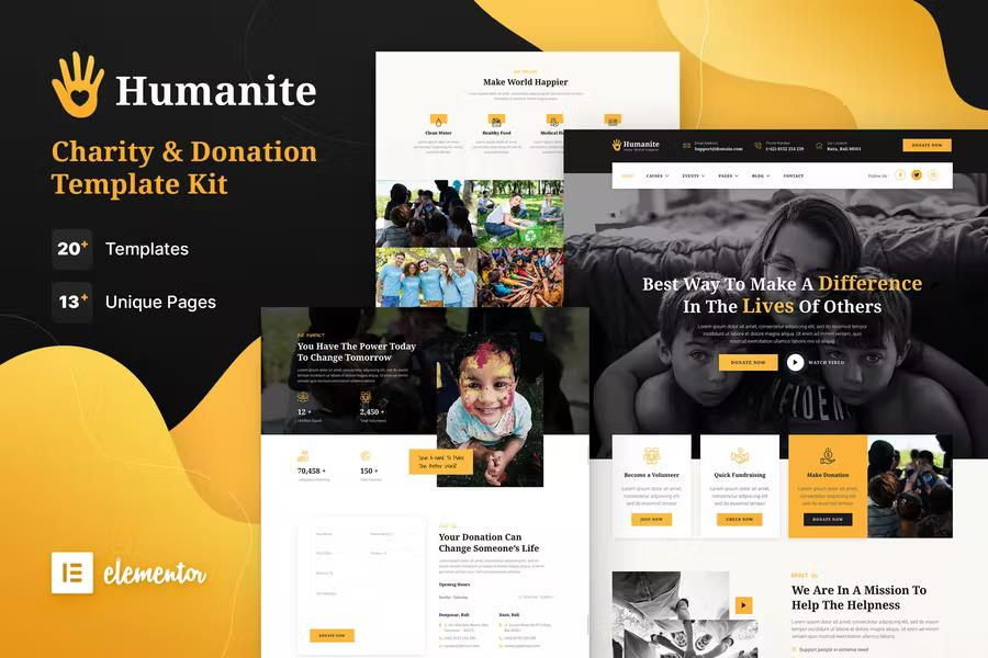 HUMANITE – CHARITY & DONATION ELEMENTOR TEMPLATE KIT